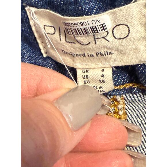 Women's Pilcro Anthropologie Seamed Denim Blue‎ Jean Midi Skirt Size 4 - Picture 3 of 5